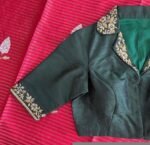 pure silk hand embroidery blouse/coat collar green maggam blouse/collar zardosi blouse/hand embroidered blouse/ready made blouse zardosi