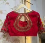 pure silk hand embroidery blouse/modern saree maggam blouse/red zardosi blouse/wedding hand embroidered blouse/red bridal ready made blouse