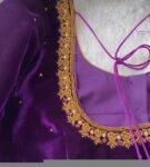 pure velvet hand embroidery blouse /modern saree maggam blouse/purple zardosi blouse / hand embroidered blouse/purple ready made blouse