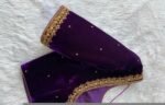pure velvet hand embroidery blouse /modern saree maggam blouse/purple zardosi blouse / hand embroidered blouse/purple ready made blouse