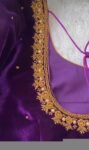 pure velvet hand embroidery blouse /modern saree maggam blouse/purple zardosi blouse / hand embroidered blouse/purple ready made blouse