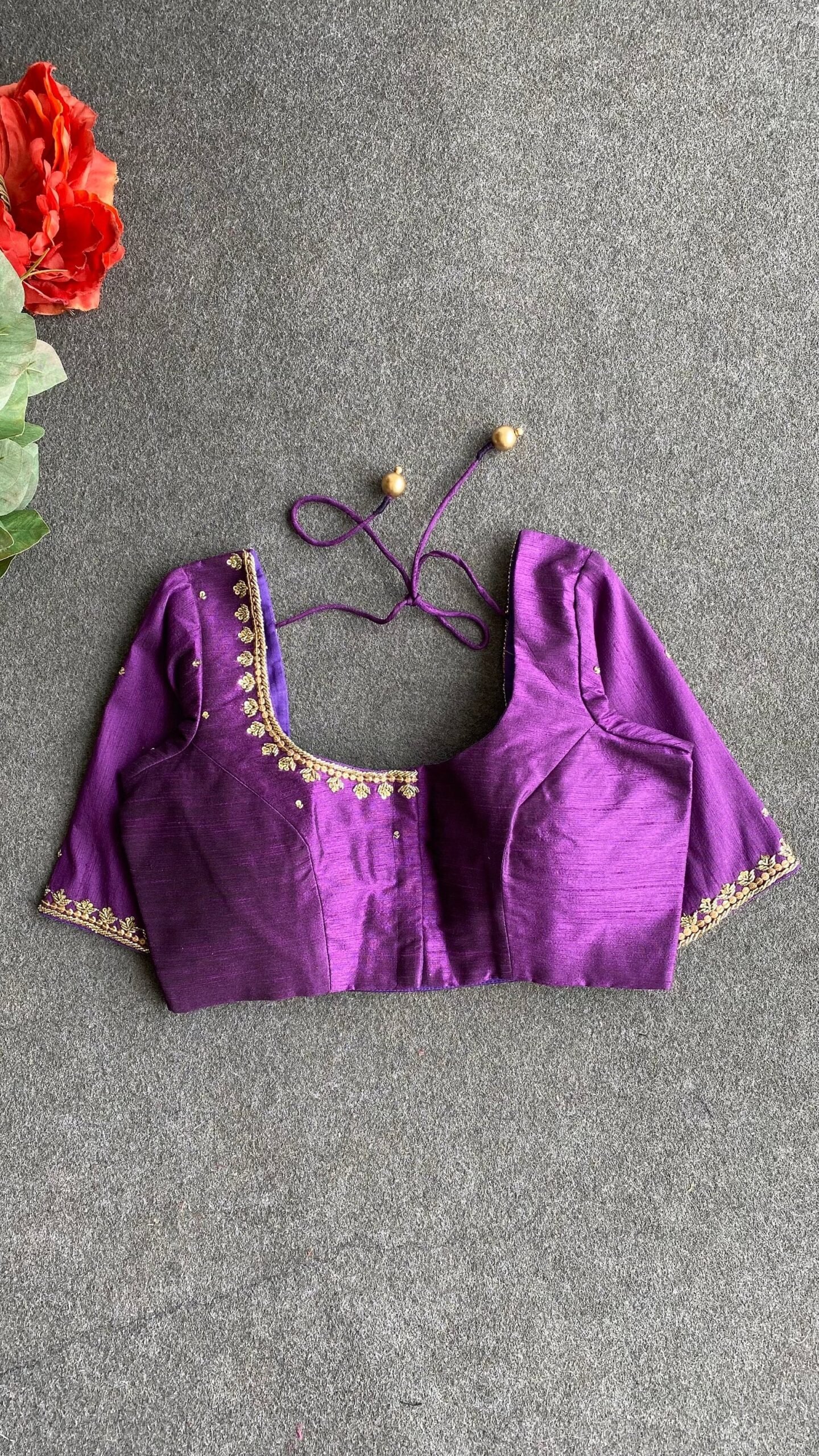 pure silk hand embroidery blouse/ saree maggam blouse/purple zardosi blouse usa/hand embroidered moderblouse/ ready made blouse zardosi usa
