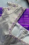 pure silk hand embroidery blouse/silver saree maggam blouse/short sleeve blouse/hand embroidered blouse/silver raw silk ready made blouse us