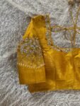 pure silk hand embroidery blouse/saree maggam blouse/yellow zardosi blouse/hand embroidered blouse /mustard yellow ready made blouse zardosi