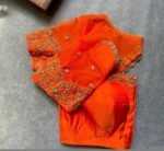 pure silk hand embroidery blouse/saree maggam blouse/orange zardosi blouse usa/hand embroidered modern blouse/ready made blouse zardosi usa