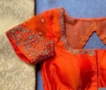 pure silk hand embroidery blouse/saree maggam blouse/orange zardosi blouse usa/hand embroidered modern blouse/ready made blouse zardosi usa