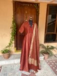 Anarkali with chanderi handloom dupatta / anarkali suit set / anarkali dupatta USA / red handloom dupatta / Indian dresses/ voggish USA