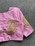 pure silk hand embroidery blouse/light pink maggam blouse/pink hand embroidered blouse/pink ready made blouse zardosi/pink lavender blouse