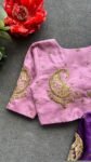 pure silk hand embroidery blouse/light pink maggam blouse/pink hand embroidered blouse/pink ready made blouse zardosi/pink lavender blouse