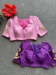 pure silk hand embroidery blouse/purple maggam  blouse/purple hand embroidered blouse/purple ready made blouse zardosi/pink lavender blouse