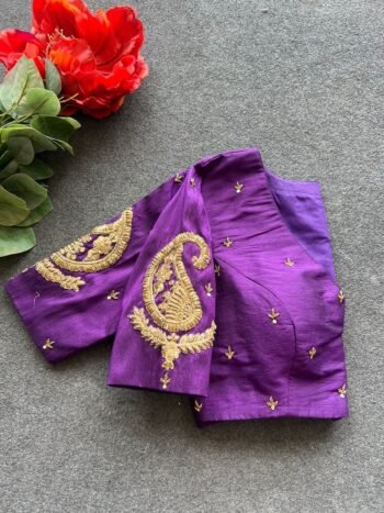 pure silk hand embroidery blouse/purple maggam  blouse/purple hand embroidered blouse/purple ready made blouse zardosi/pink lavender blouse