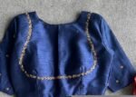 pure silk hand embroidery blouse/saree maggam blouse/zardosi blouse/navy blue hand embroidered moderblouse/blue ready made blouse zardosi