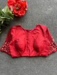 pure silk hand embroidery blouse/saree maggam blouse/red zardosi blouse/red hand embroidered moderblouse/red ready made blouse zardosi usa