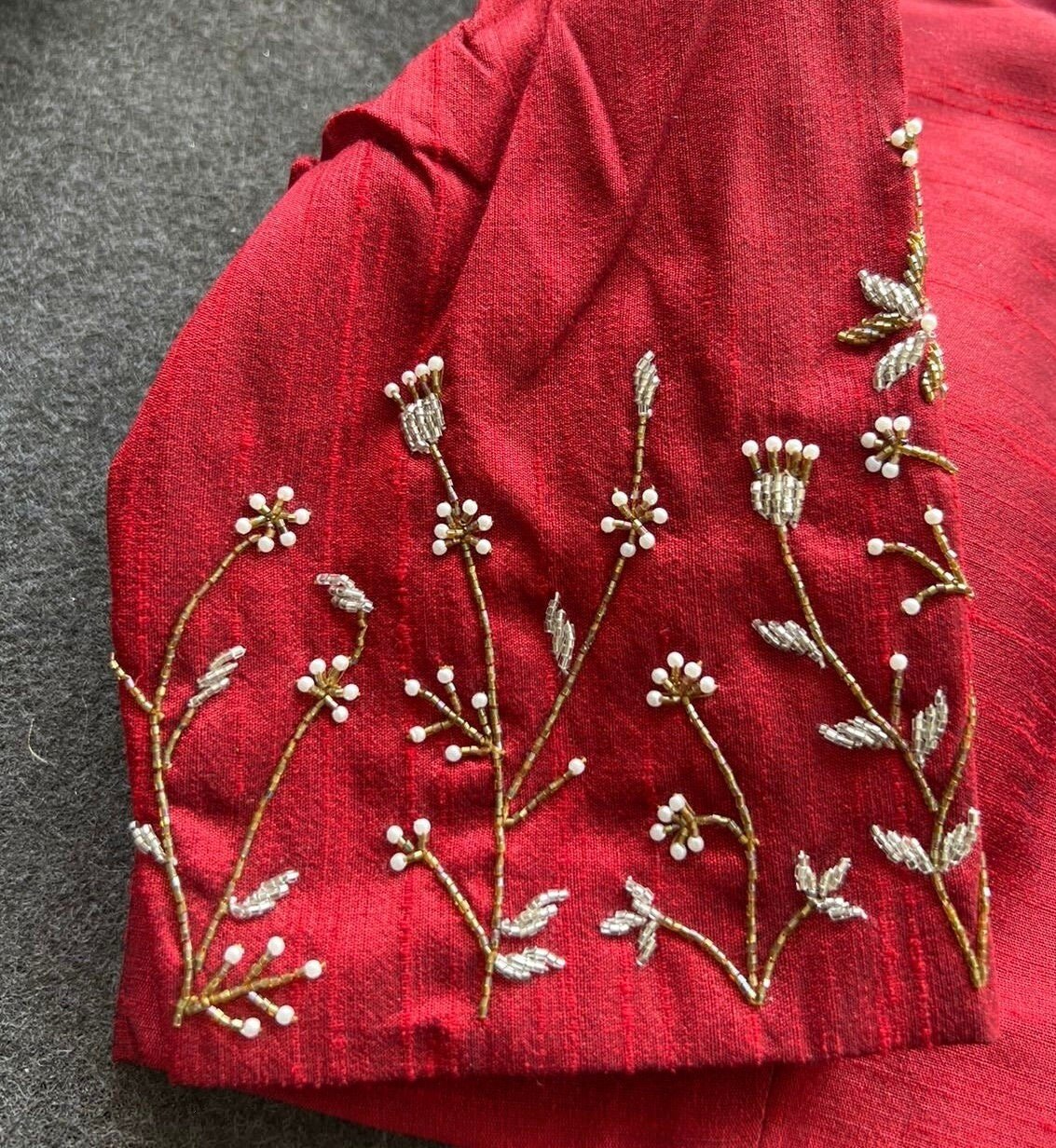 pure silk hand embroidery blouse/saree maggam blouse/red zardosi blouse/red hand embroidered moderblouse/red ready made blouse zardosi usa