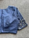 pure silk hand embroidery blouse/saree maggam blouse/zardosi blouse/navy blue hand embroidered moderblouse/blue ready made blouse zardosi