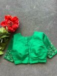 pure silk hand embroidery blouse/saree maggam blouse/green zardosi blouse/green embroidered moderblouse/green ready made high neck blouse