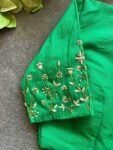 pure silk hand embroidery blouse/saree maggam blouse/green zardosi blouse/green embroidered moderblouse/green ready made high neck blouse