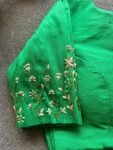 pure silk hand embroidery blouse/saree maggam blouse/green zardosi blouse/green embroidered moderblouse/green ready made high neck blouse
