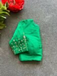 pure silk hand embroidery blouse/saree maggam blouse/green zardosi blouse/green embroidered moderblouse/green ready made high neck blouse