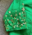 pure silk hand embroidery blouse/saree maggam blouse/green zardosi blouse/green embroidered moderblouse/green ready made high neck blouse