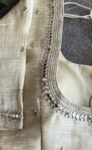 pure silk hand embroidery blouse/beige mirror hand made blouse/pure raw silk zardosi blouse/hand embroidered blouse/cream mirror work blouse
