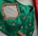 pure silk hand embroidery blouse/saree maggam blouse/green zardosi blouse/hand embroidered moderblouse/green ready made blouse zardosi usa