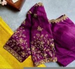 pure silk hand embroidery blouse/magenta pink maggam blouse/purple zardosi blouse/wedding hand embroidered blouse/bridal ready made blouse