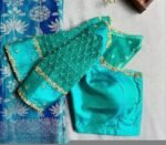 pure silk hand embroidery blouse/saree maggam blouse/ zardosi blouse/turquoise green embroidered blouse/sea green ready made blouse zardosi