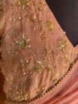 Onion pink embroidered saree/heavy embroidery tissue blouse |sequin saree/georgette party saree blouse |sarees USA |modern saree hand work