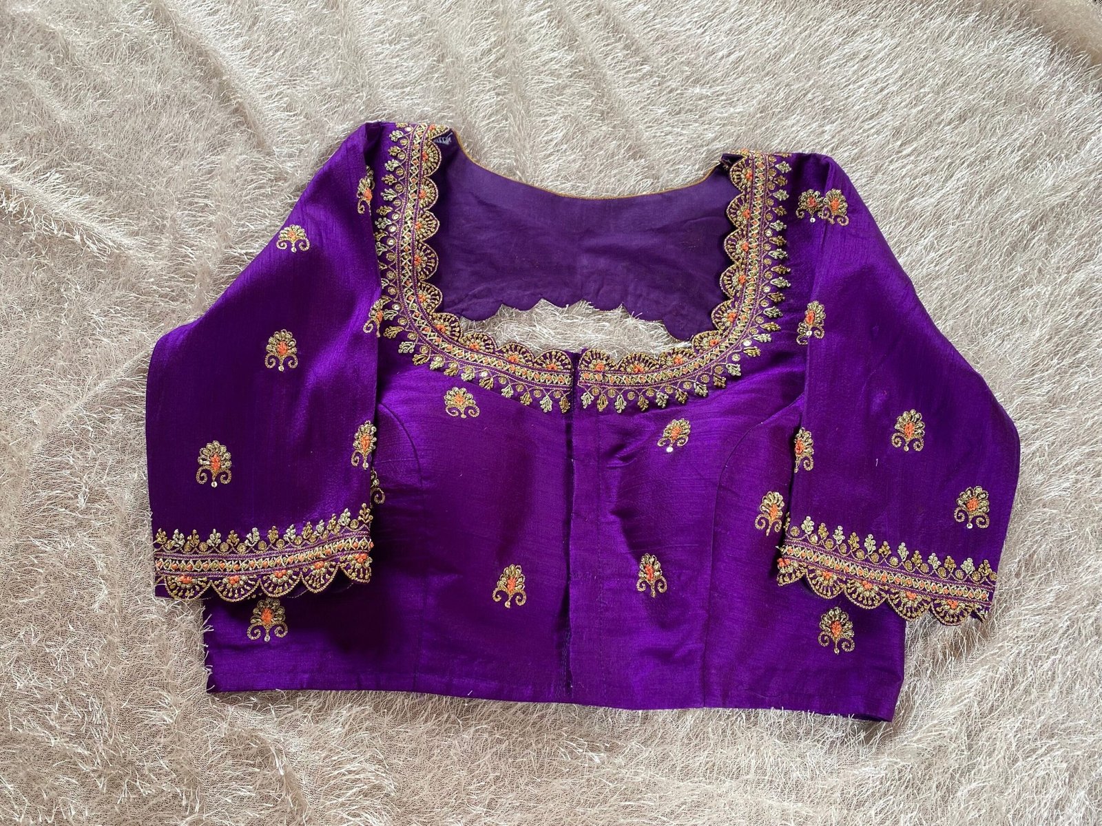 pure silk hand embroidery blouse/saree maggam blouse/purple zardosi blouse usa/hand embroidered moderblouse/purple ready made blouse zardosi