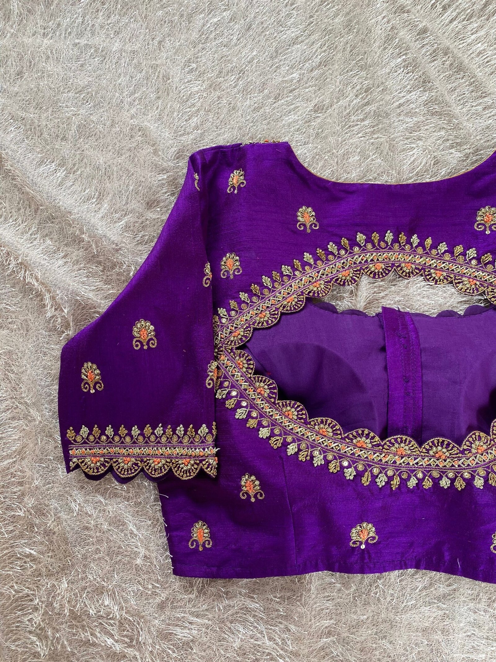pure silk hand embroidery blouse/saree maggam blouse/purple zardosi blouse usa/hand embroidered moderblouse/purple ready made blouse zardosi