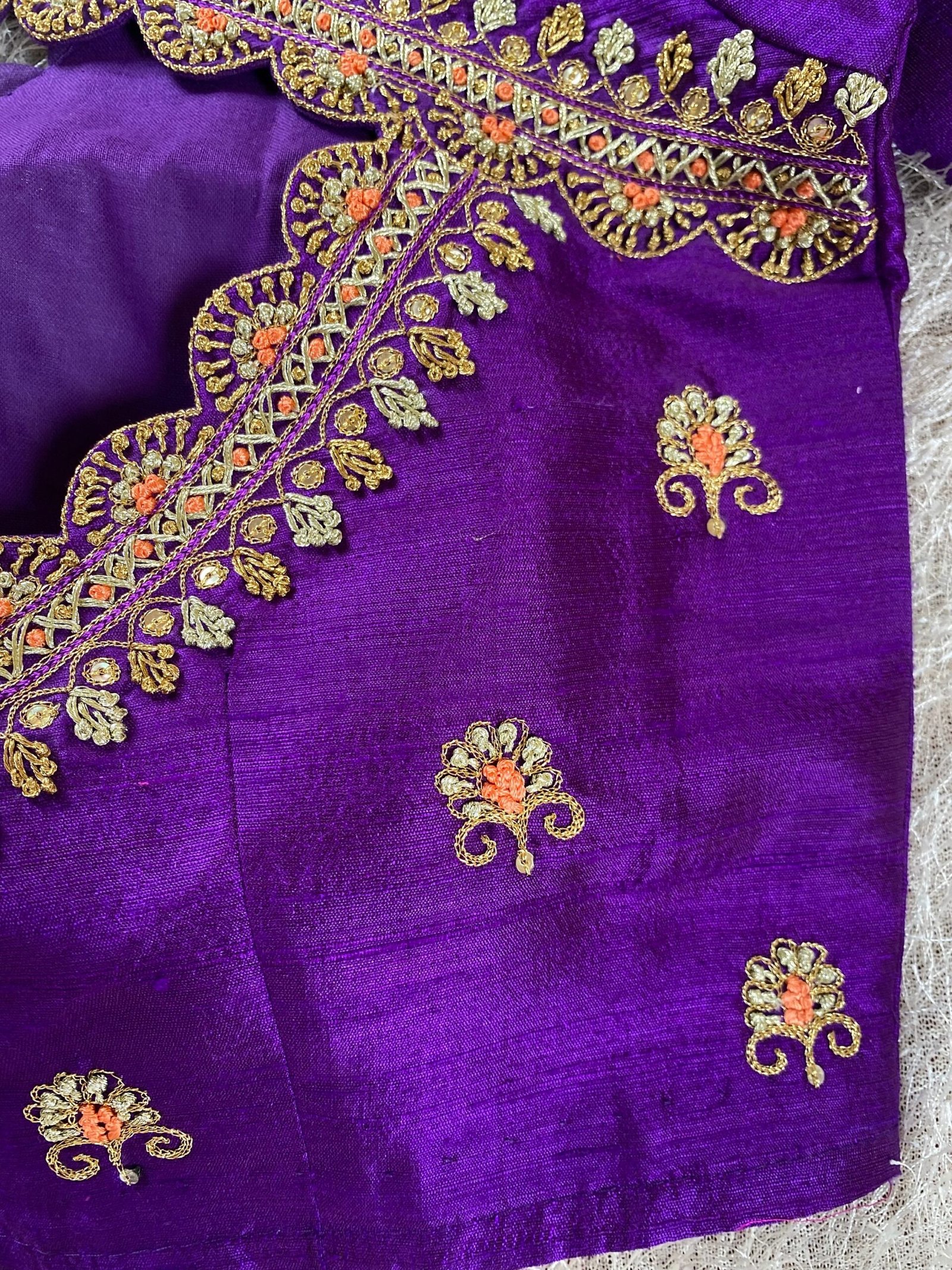 pure silk hand embroidery blouse/saree maggam blouse/purple zardosi blouse usa/hand embroidered moderblouse/purple ready made blouse zardosi