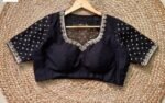 pure silk hand embroidery blouse/ saree maggam blouse/black zardosi blouse /hand embroidered moderblouse/black ready made blouse zardosi usa