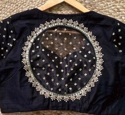 pure silk hand embroidery blouse/ saree maggam blouse/black zardosi blouse /hand embroidered moderblouse/black ready made blouse zardosi usa