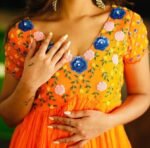 Orange Anarkali suit usa/anarkali kurta short sleeve/orange anarkali/hand embroidered dress anarkali/Indian dresses/simple anarkali kurta