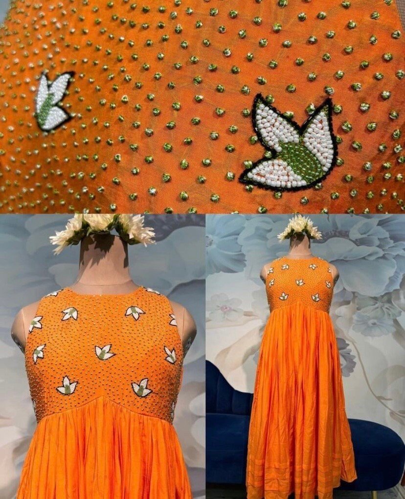 Orange Anarkali suit usa/anarkali kurta short sleeve/orange anarkali/hand embroidered dress anarkali/Indian dresses/simple anarkali kurta