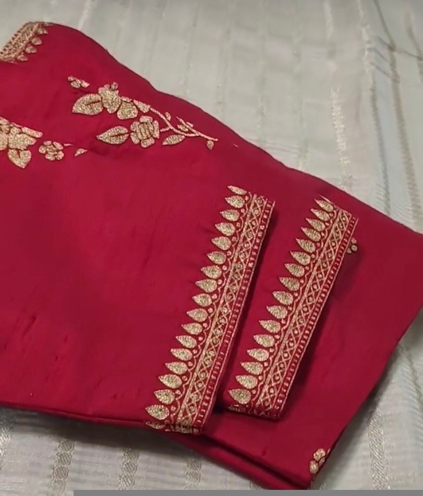 pure silk hand embroidery blouse/saree maggam blouse/red zardosi blouse/red hand embroidered moderblouse/red ready made blouse zardosi usa
