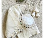 pure silk hand embroidery blouse/beige mirror hand made blouse/pure raw silk zardosi blouse/hand embroidered blouse/cream mirror work blouse