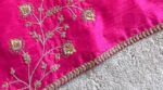 Pink pure silk hand embroidery blouse/readymade maggam blouse/pink saree blouse/ hand embroidered blouse /ready made handmade blouse zardosi