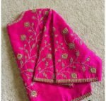 Pink pure silk hand embroidery blouse/readymade maggam blouse/pink saree blouse/ hand embroidered blouse /ready made handmade blouse zardosi