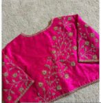 Pink pure silk hand embroidery blouse/readymade maggam blouse/pink saree blouse/ hand embroidered blouse /ready made handmade blouse zardosi
