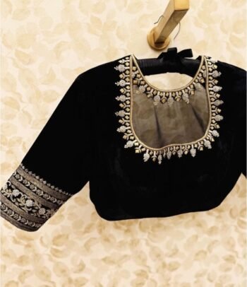 pure silk hand embroidery blouse/saree maggam blouse/black zardosi blouse/hand embroidered modern blouse/black ready made blouse zardosi