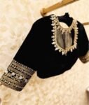 pure silk hand embroidery blouse/saree maggam blouse/black zardosi blouse/hand embroidered modern blouse/black ready made blouse zardosi