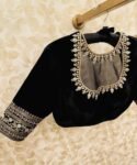 pure silk hand embroidery blouse/saree maggam blouse/black zardosi blouse/hand embroidered modern blouse/black ready made blouse zardosi