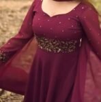 Hand embroidered Anarkali with pants/anarkali suit set/redanarkali wit dupatta USA/maroon red kurta with dupatta/burgundy red anarkali dress