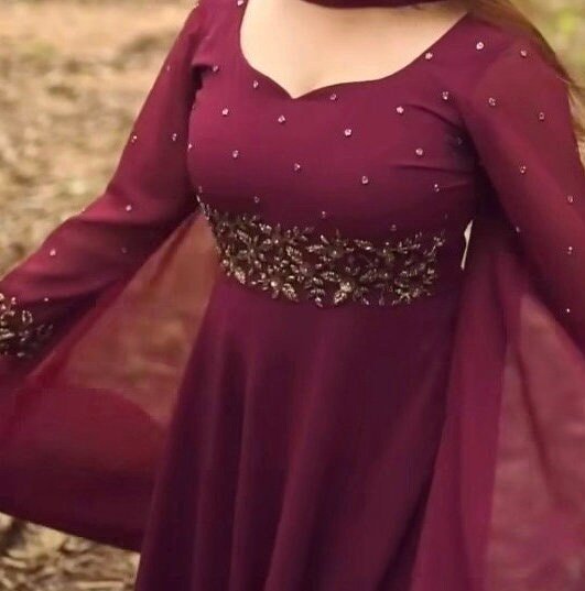 Hand embroidered Anarkali with pants/anarkali suit set/redanarkali wit dupatta USA/maroon red kurta with dupatta/burgundy red anarkali dress