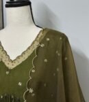 Hand embroidered Anarkali with pants/anarkali suit set/anarkali wit dupatta USA/olive green kurta with dupatta/olive green anarkali dress