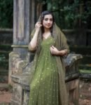 Hand embroidered Anarkali with pants/anarkali suit set/anarkali wit dupatta USA/olive green kurta with dupatta/olive green anarkali dress