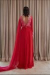 Hand embroidered Anarkali with pants/anarkali suit set /anarkali dupatta USA/Indian dresses/red kurta with dupatta/anarkali kurta with dupat
