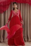 Hand embroidered Anarkali with pants/anarkali suit set /anarkali dupatta USA/Indian dresses/red kurta with dupatta/anarkali kurta with dupat